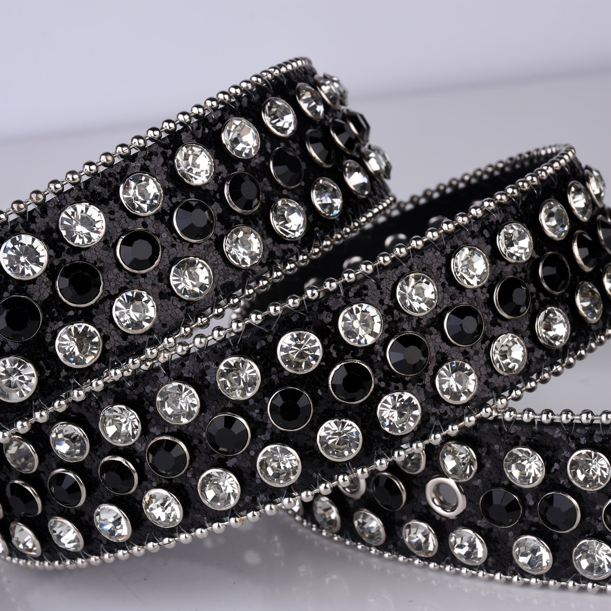 Women's Sparkling PU Leather Belt with Rhinestone Studs for Wedding and Valentine's Day