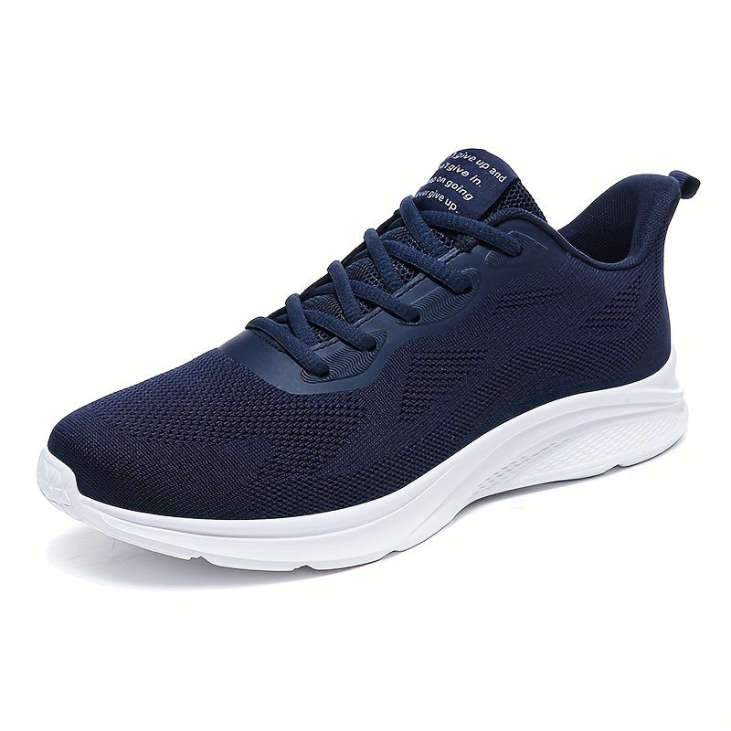 Men's Navy Blue Athletic Sneakers Breathable Fabric EVA Sole Casual Running Shoes