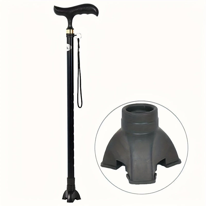 Black Self-Supporting Rubber Non Slip Cane Foot Pad for Stability