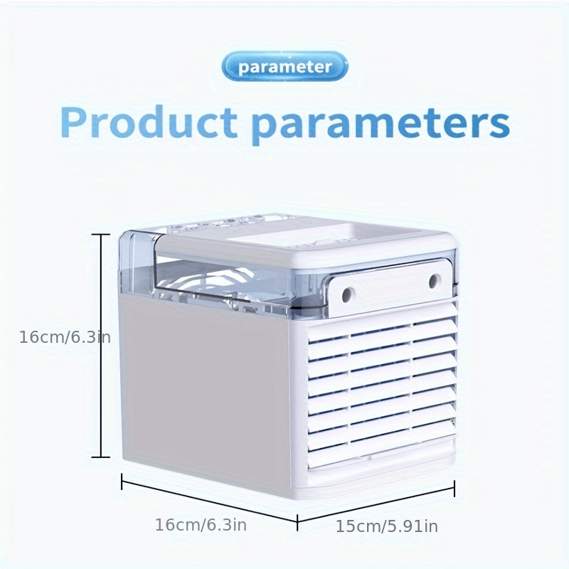 Portable Personal Air Conditioner with Mini Fan Water Tank 7 Colors for Small Rooms Office Kitchen