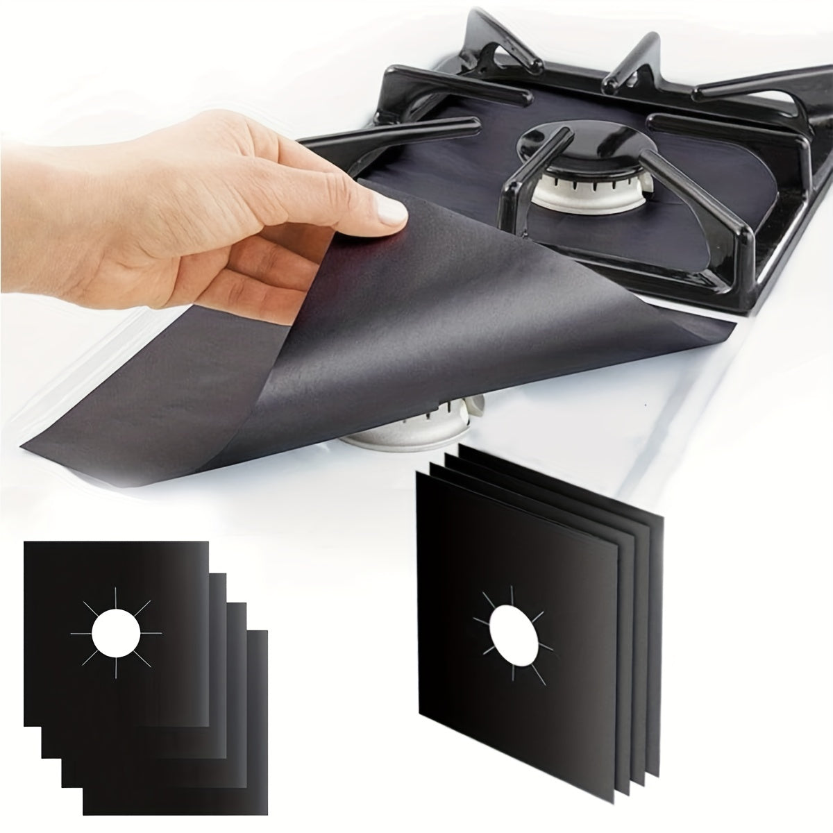 Four Pieces Double Thickness Non-Stick Stove Burner Covers Reusable Gas Stove Protectors