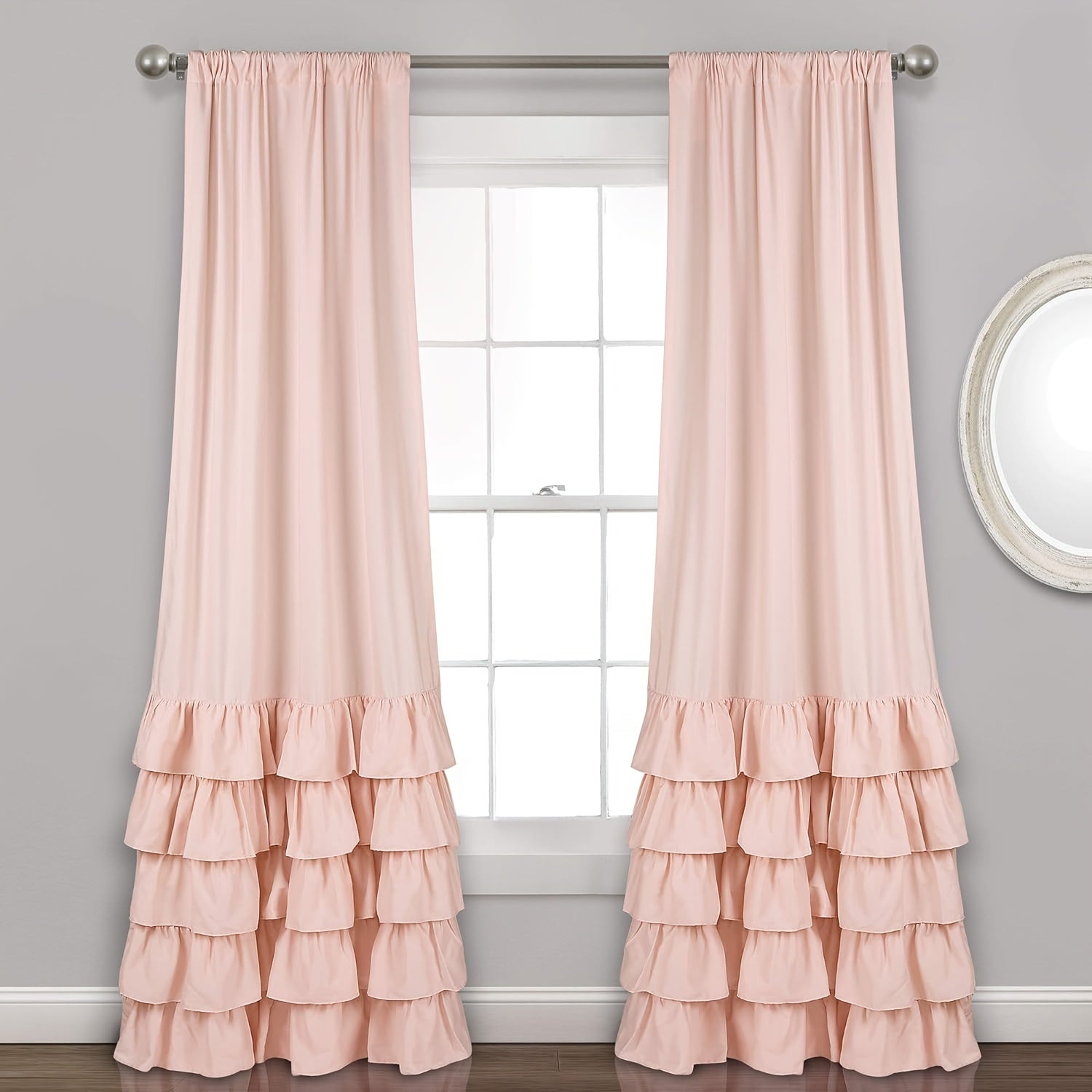 Heavy Duty Pleated Lace Window Curtains for Living Room 132cm x 213cm