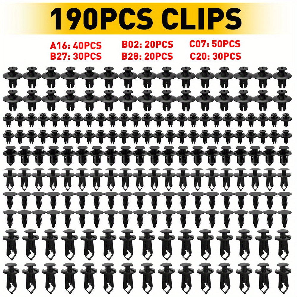 Набор пластиковых крепежей для автомобиля 190 шт., 6 размеров, ремонт бампера, дверных накладок