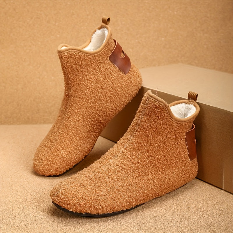 Pantuflas masculinas de interior tipo slip-on para tobillo con suela de goma antideslizante y forro de felpa