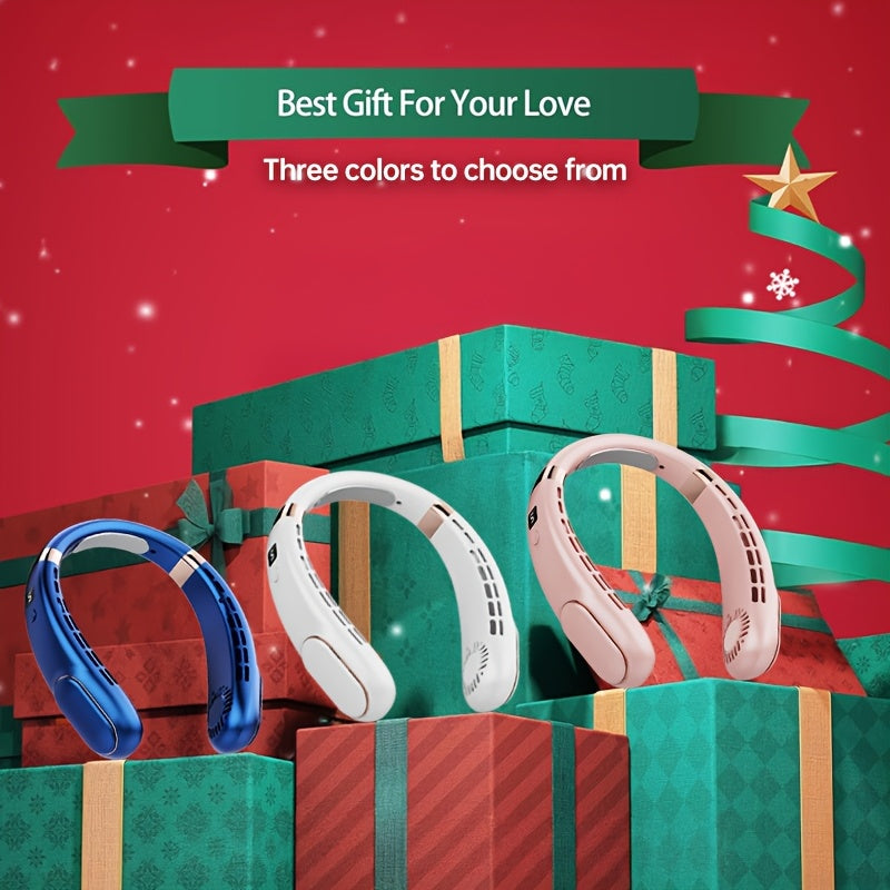 Portable USB Neck Fan with Adjustable Speed Digital Display for Outdoor Use