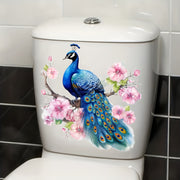 Self-Adhesive PVC Wall Decals for Bathroom Decor Peacock Theme Waterproof Removable