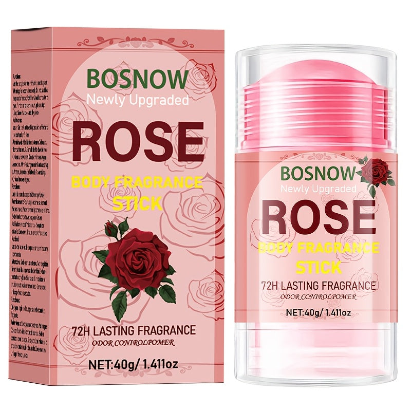 Rose Body Fragrance Stick 40g Floral Scent Moisturizing Deodorizer Alcohol-Free for Men Women