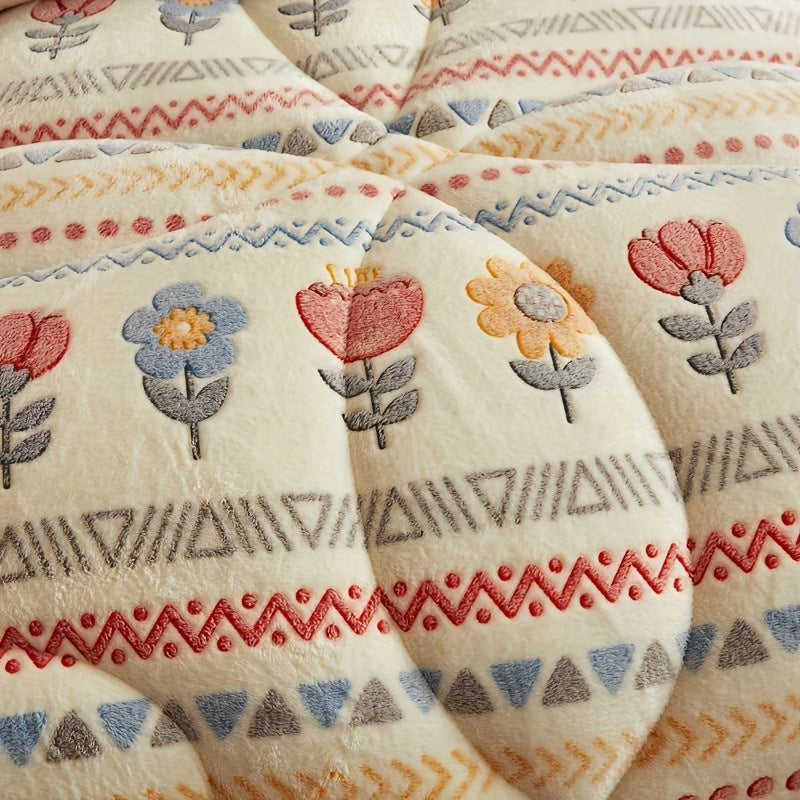 Qaytariladigan gul bilan bezatilgan Fransuz uslubidagi qulaylik qavati, barcha mavsumlar uchun qilingan polyester yumshoq yotoq bezaklari