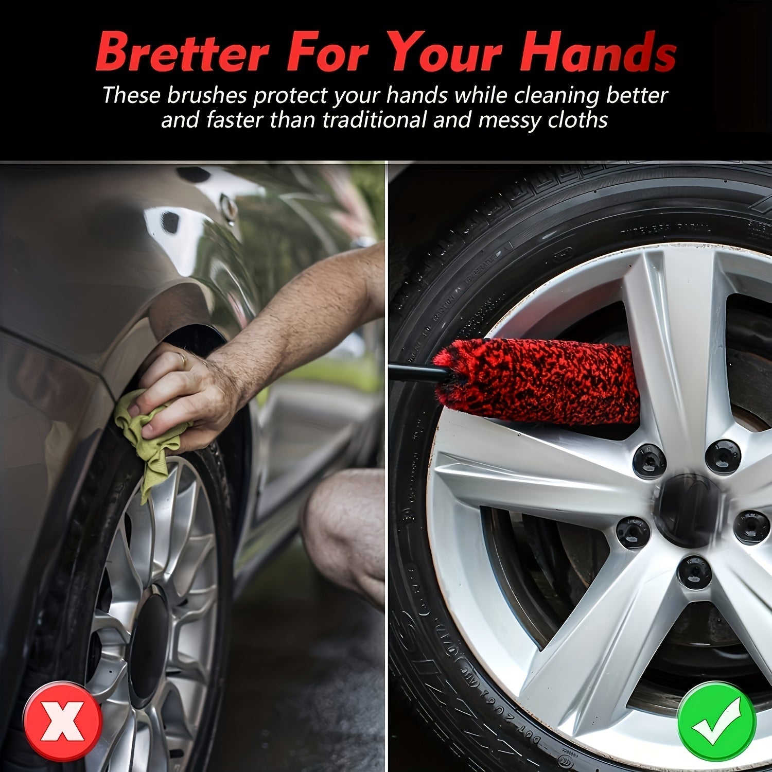 Yumshoq Tishli Moslashuvchan Avtomobil G'ildirak Tozalash Cho'tkasi - Oson Shina va Rim Tozalash uchun - Mustahkam Plastik Tutqich, Tashqi Tozalash uchun Ideal