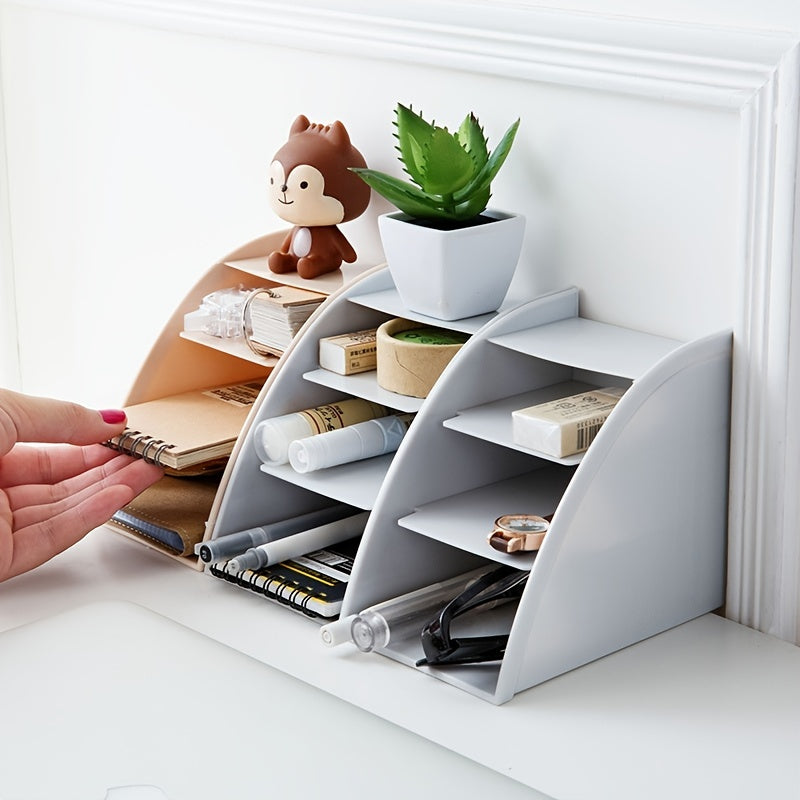 Desk Organizer with Grid Pocket Folder and Remote Control Storage for Cosmetics