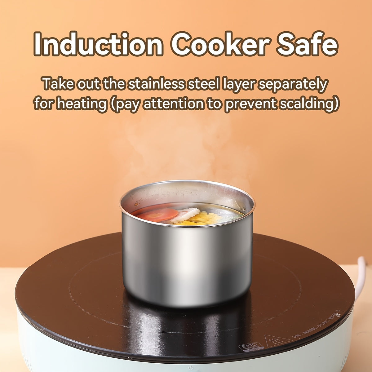 Stainless Steel Lunch Box Leak-Proof Round Bento Container for Meals and Salads