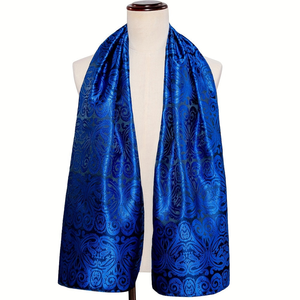 Men's Black Jacquard Paisley Floral Scarf for Autumn Winter