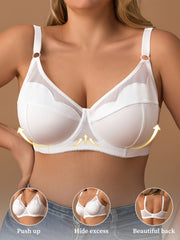 Women's Underwire Bra with Stretch Knit Fabric Mesh Detail No Padding