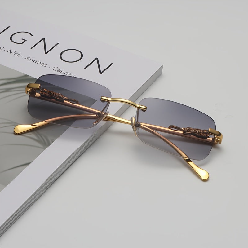 Yoshlar uchun Rimless metall kvadrat ko‘zoynaklar yozgi sayohat va haydash uchun