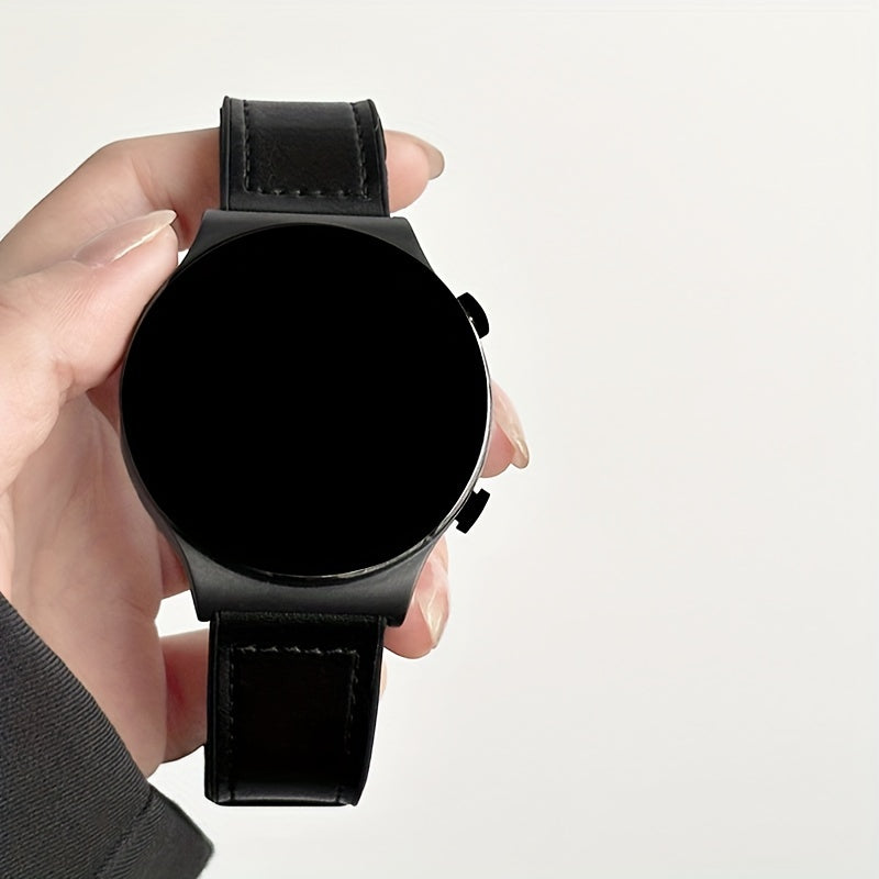 Synthetic Leather Smartwatch Band 20mm 22mm with Foldover Clasp Magnetic Buckle Compatible with Galaxy Watch Active 2 GTR GTS GT3 GT4