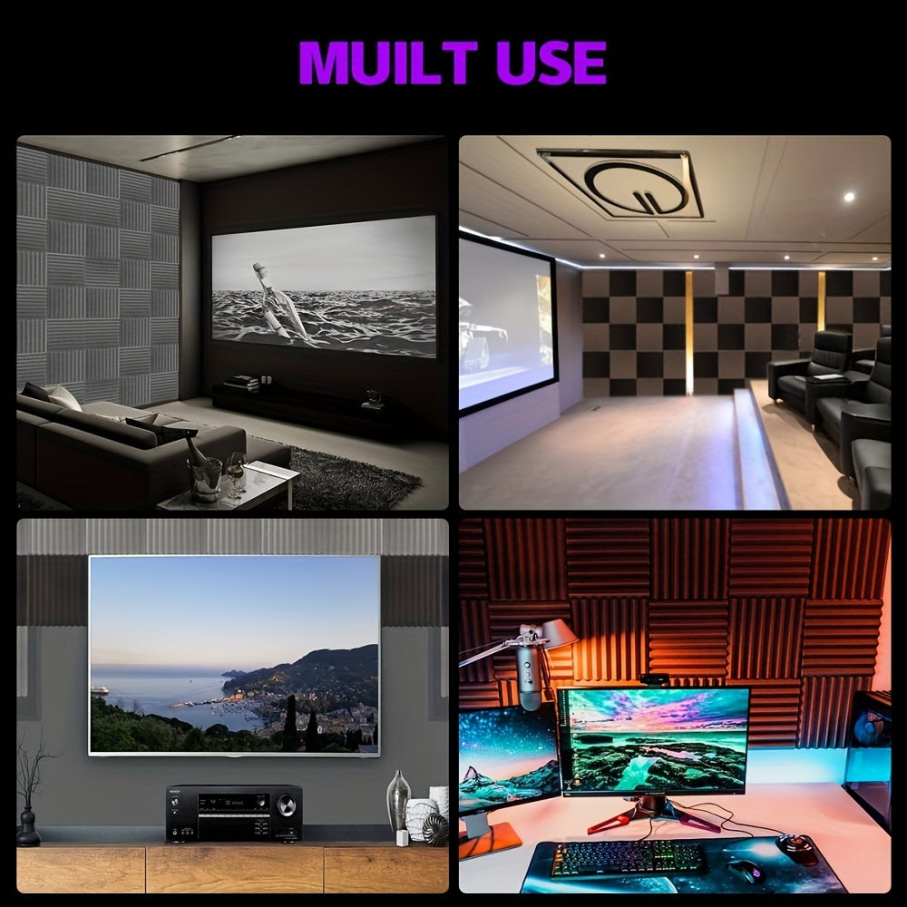 Paquete de 12 paneles de espuma acústica autoadhesivos negros 1x12x12 pulgadas, resistentes al fuego, insonorización para estudio, bar, KTV