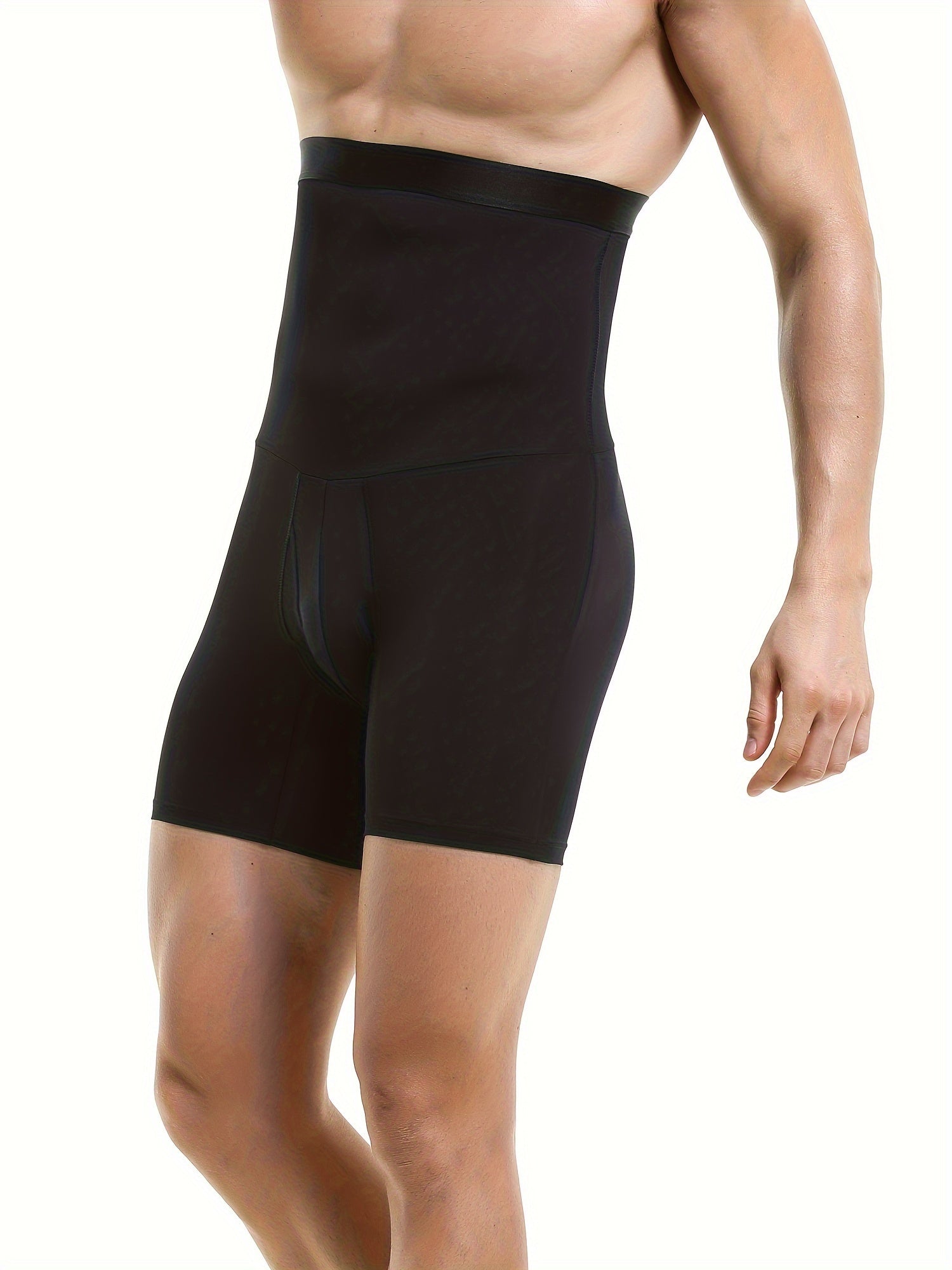 Men's High Waist Tummy Control Shapewear Shorts Solid Nylon Slim Fit
