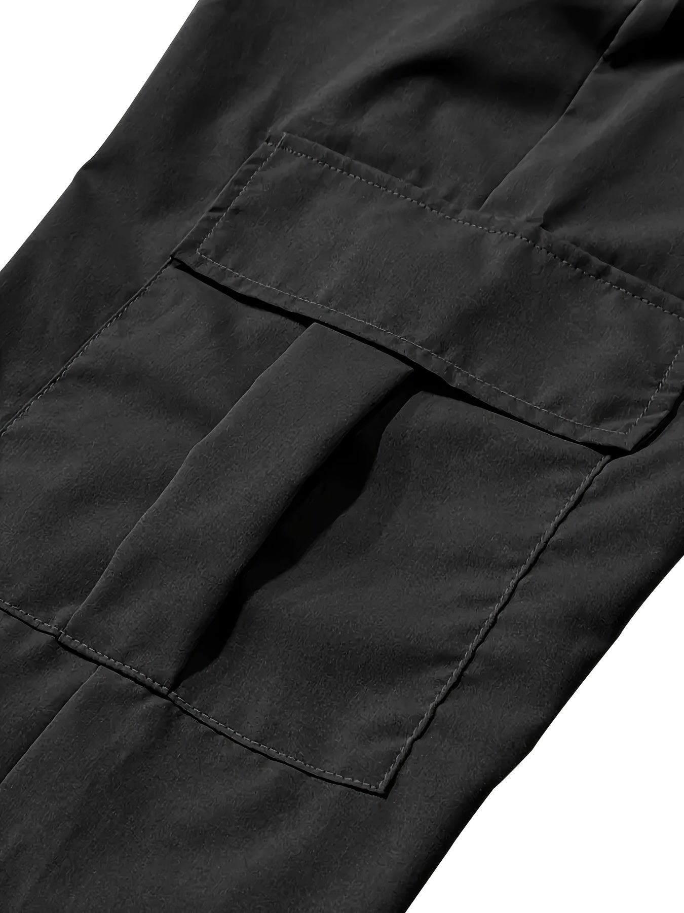 Plus Size Men's Tactical Cargo Pants Black Woven Polyester All-Season Casual Drawstring Waist
