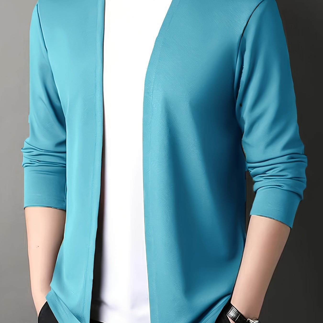 Men's Slim Fit Knitted Cardigan Long Sleeve Solid Casual Fall Polyester