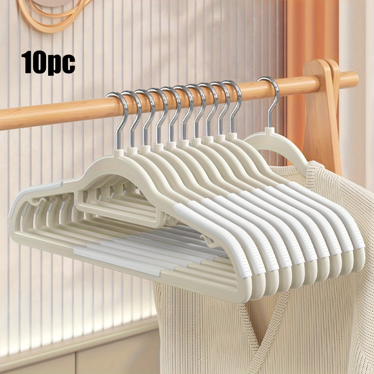 10 Non-Slip Heavy Duty Plastic Clothes Hangers for Storage and Organization in Bedroom Bathroom and Home