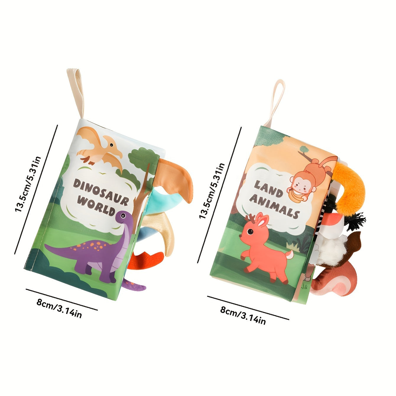 Interactive Sound Cloth Book for Kids with Animal and Dinosaur Tails 3D Polyester Fiber Educational Toy