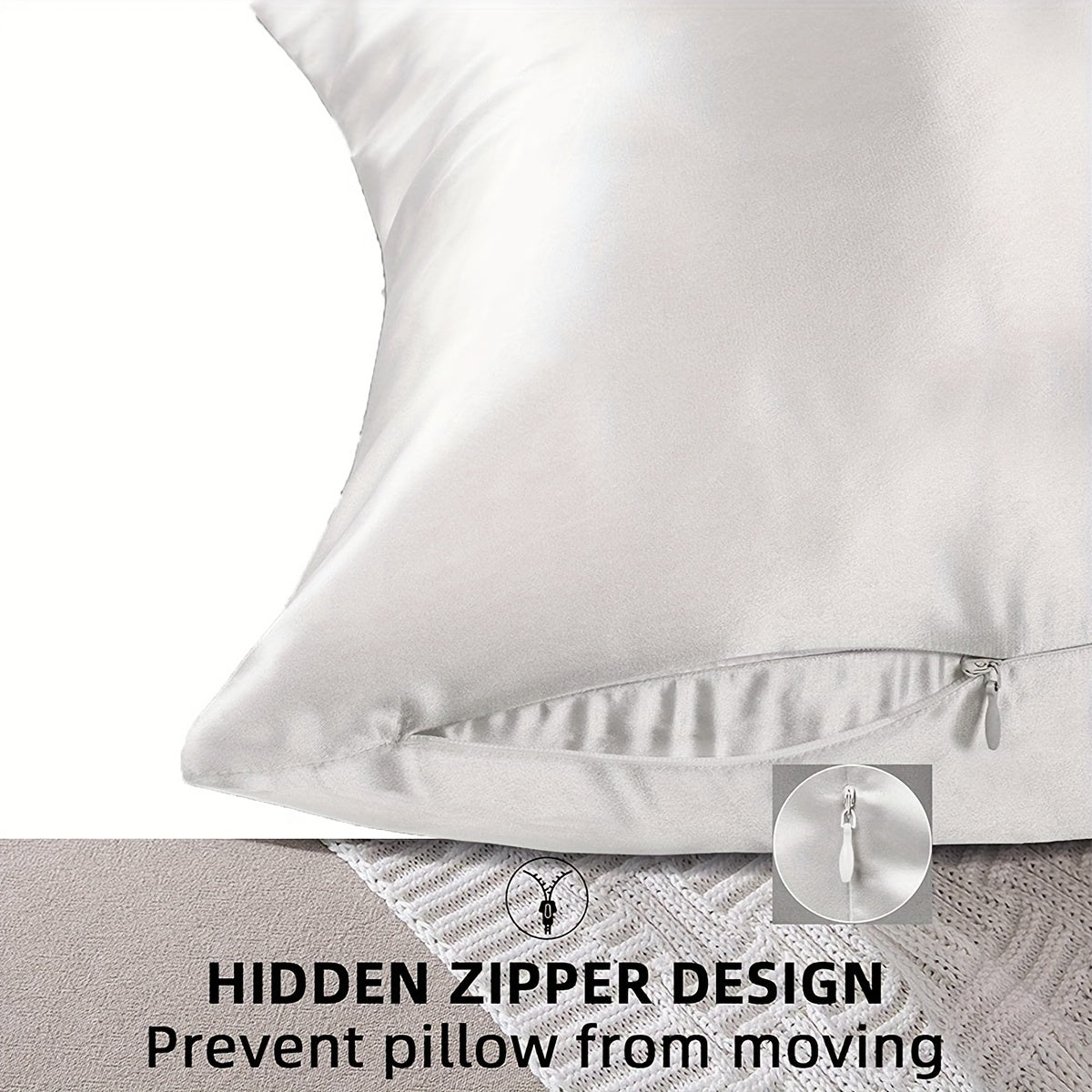 Silky Satin Cushion Cover with Zipper Closure for Home and Office Decor