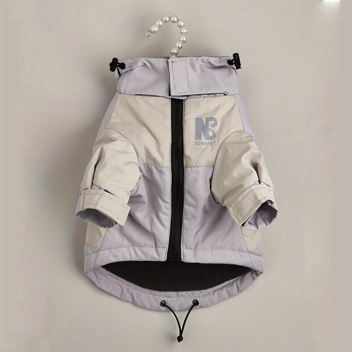 Reflective Winter Pet Jacket Waterproof Color Block Zipper for Medium Large Dogs