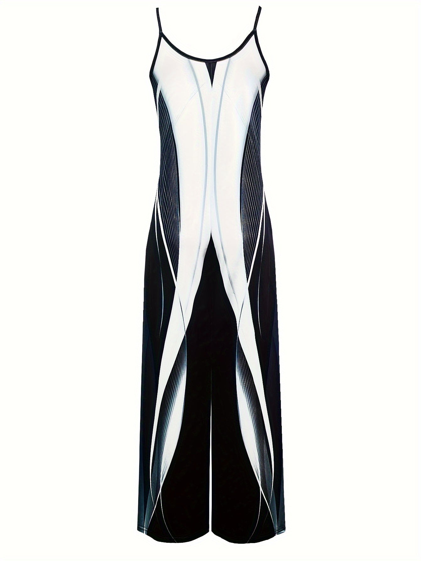 Plus Size Color Block Cami Jumpsuit Casual Sleeveless Pants with Pockets