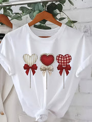 Women's Plus Size Sports T-Shirt with Heart Lollipop Applique Polyester Elastane