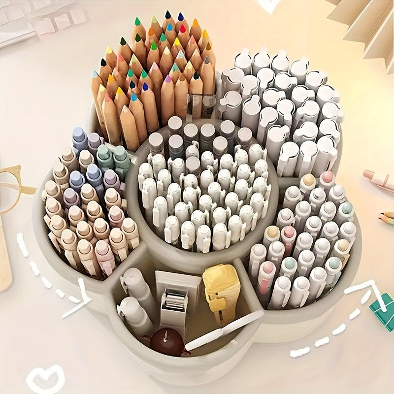 Cartoon Rotating Pen Holder for Office Supplies Makeup Brushes and Stationery