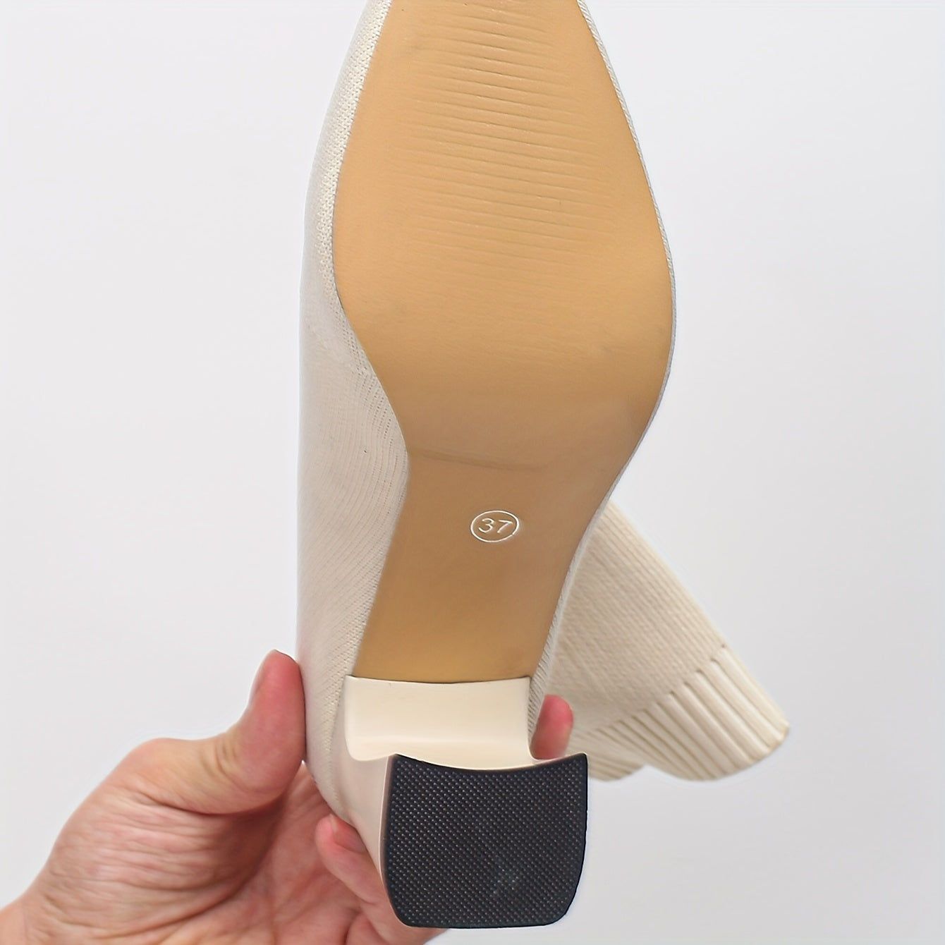 Women's Knit Ankle Boots with Chunky Mid-Heel Slip-On Pointed Toe