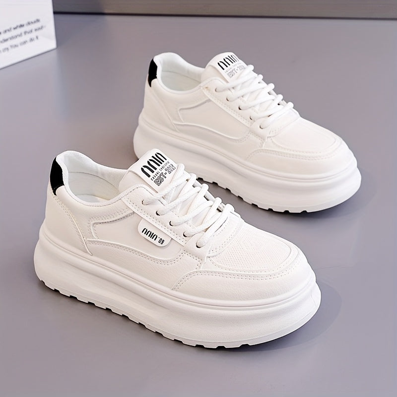 Women's Casual Sneakers Low Top Thick Sole Breathable Lace-Up All-Season