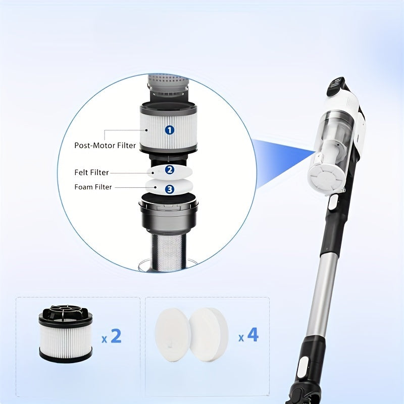 Vakuum tozalash moslamasi filtri almashtirish to'plami, 6 dona, oq, HEPA avval-motor mato