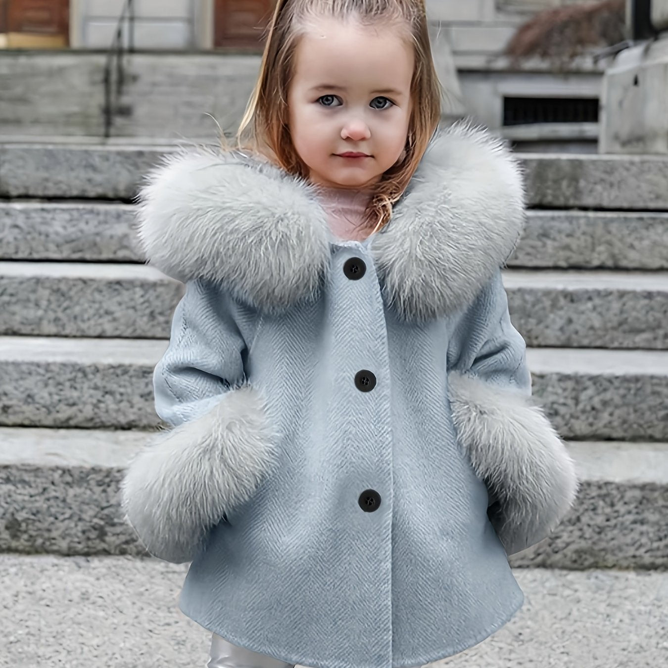 Детское пальто с капюшоном для девочек до 12 лет, полиэстер, однотонный цвет, осень-зима, повседневная верхняя одежда