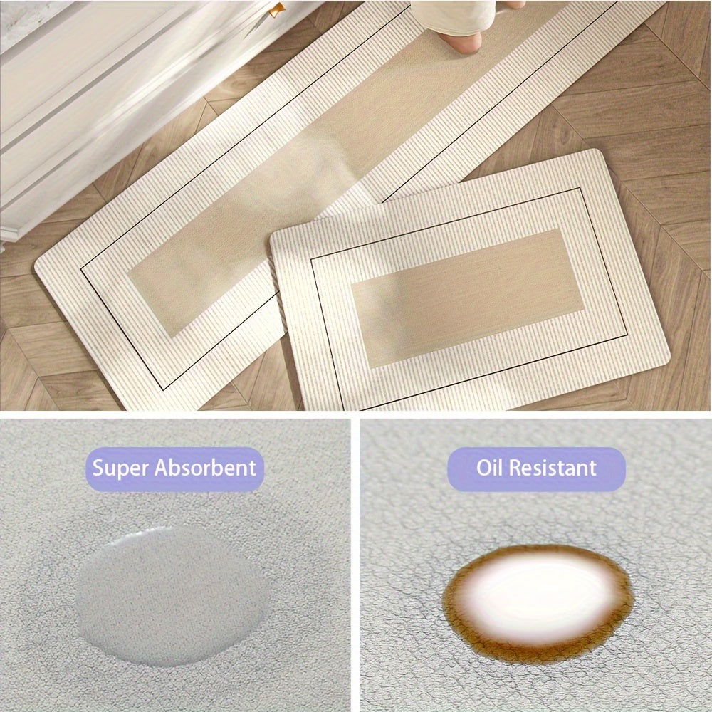 Non-Slip Stain-Resistant Polyester Kitchen Rug Absorbent Easy to Clean