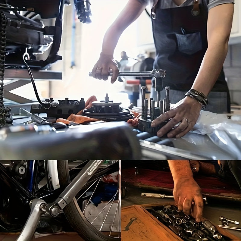 Juego de 46 piezas de llaves de vaso de 1/4 de pulgada con llave de trinquete y barra de extensión para uso en automóvil y hogar