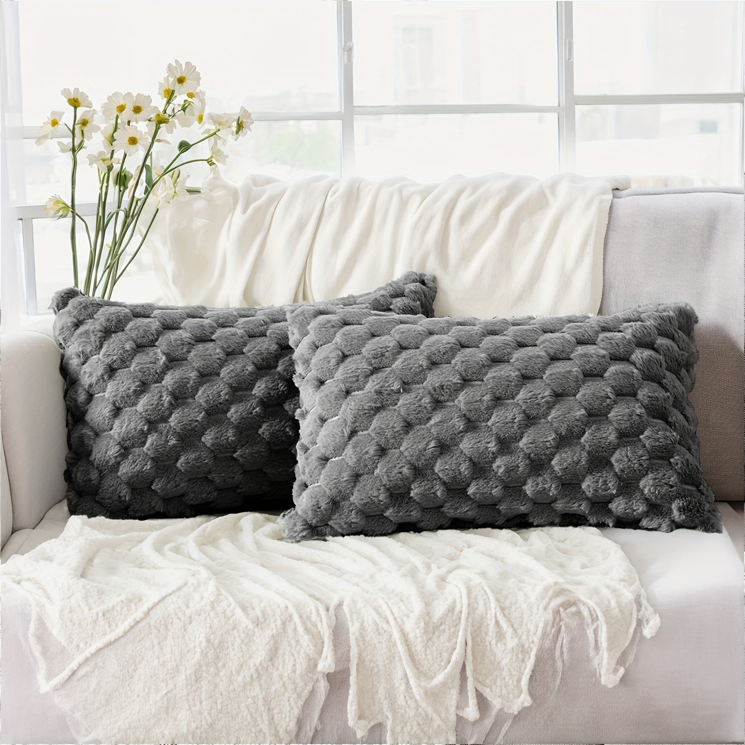 Dekorativ yostiq qopqog'i bej rangli geometrik 12x20 18x18 dyuymli divan, kreslo, yotoqxona uchun