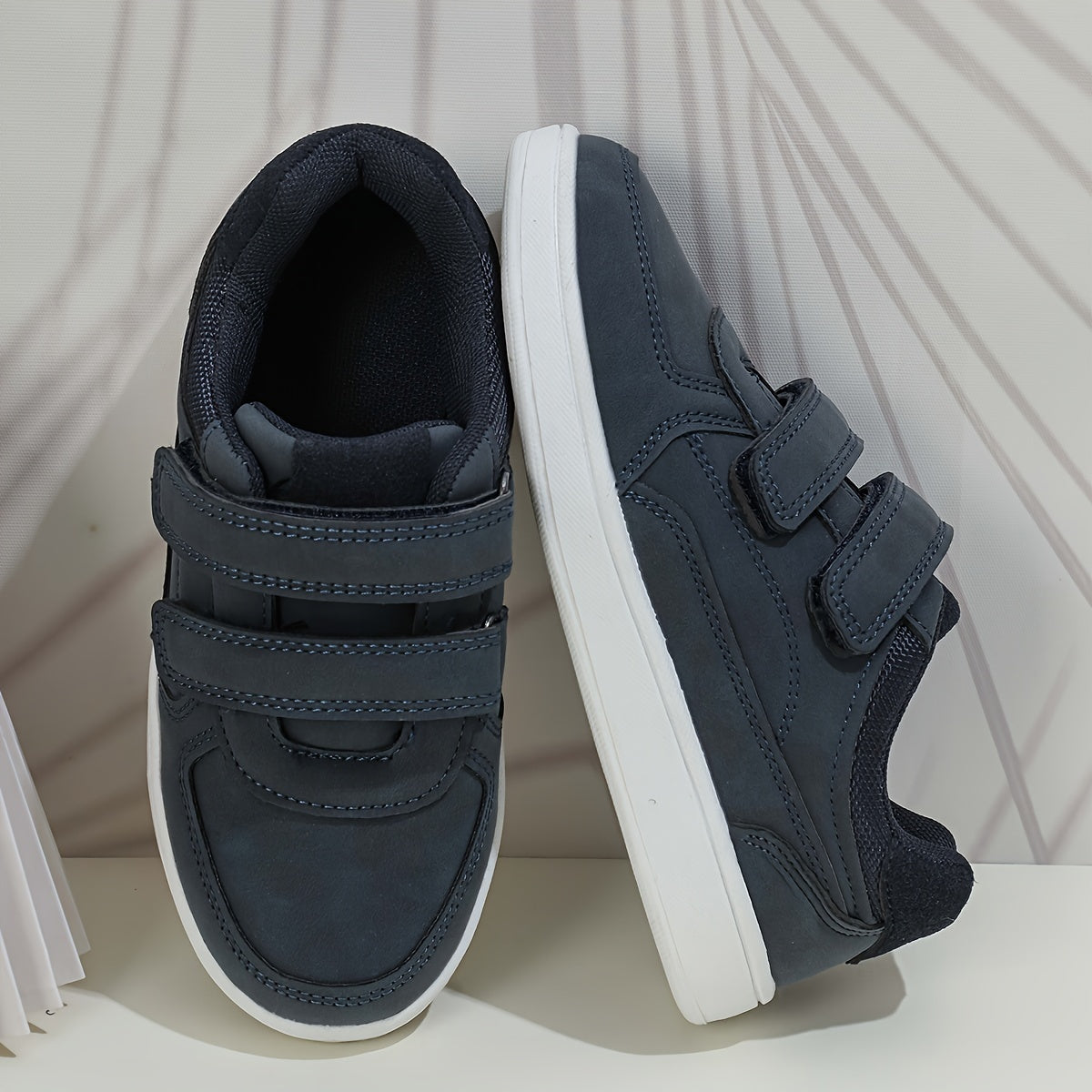 Мужские повседневные низкие кроссовки с регулируемыми ремешками, однотонный цвет, ткань с вставками, подошва из PU и TPR