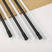 Telescopic Curtain Rod with Spring for Shower Curtains and Clothes Hanging Black White Wood Grain