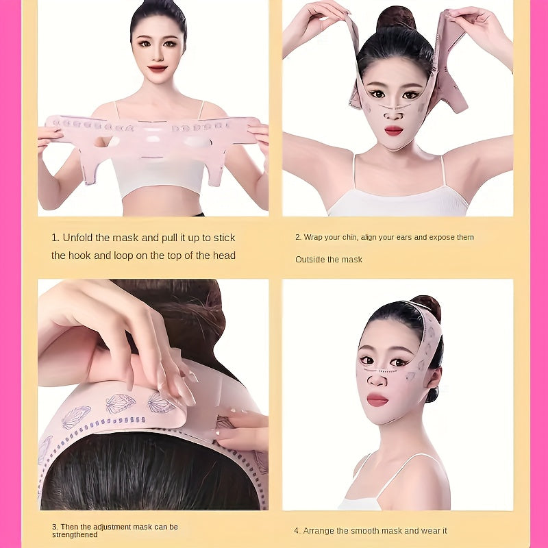 "Silicone V-Line Lift Mask - Ayollar va Erkaklar uchun Qayta Ishlatiladigan Yuzni Toraytiruvchi Kamar - Quloq Kamar Yuzni Ko'tarish Kamar, Hidi Yo'q, Quvvat Talab Qilmaydi"