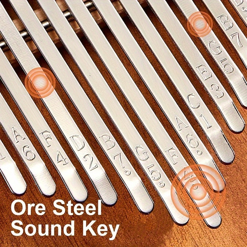 Wooden 17-Key Kalimba Thumb Piano with Learning Book for Beginners Blue Tan