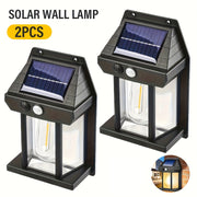 Set of 2 Solar Motion Sensor Outdoor Wall Lights IP44 Dimmable for Patio Porch Deck