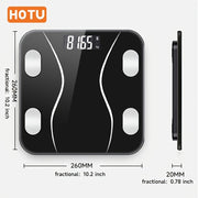 HOTU Digital Electronic Weighing Scale with LED Display, High Precision, Battery-Powered, Wireless, Max Capacity 180kg, Black & White Design - HOTU tomonidan aniq tana vazni o‘lchash uchun asbob.