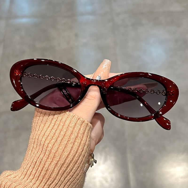 Women's Cat Eye Glasses Small Frame Metal Hollow Arms Anti-Reflective Lenses for Beach and Party