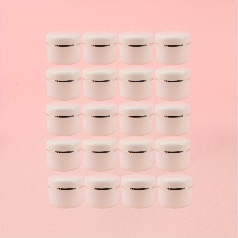 20ml White Plastic Cosmetic Jars Refillable Sample Containers for Skincare and Makeup