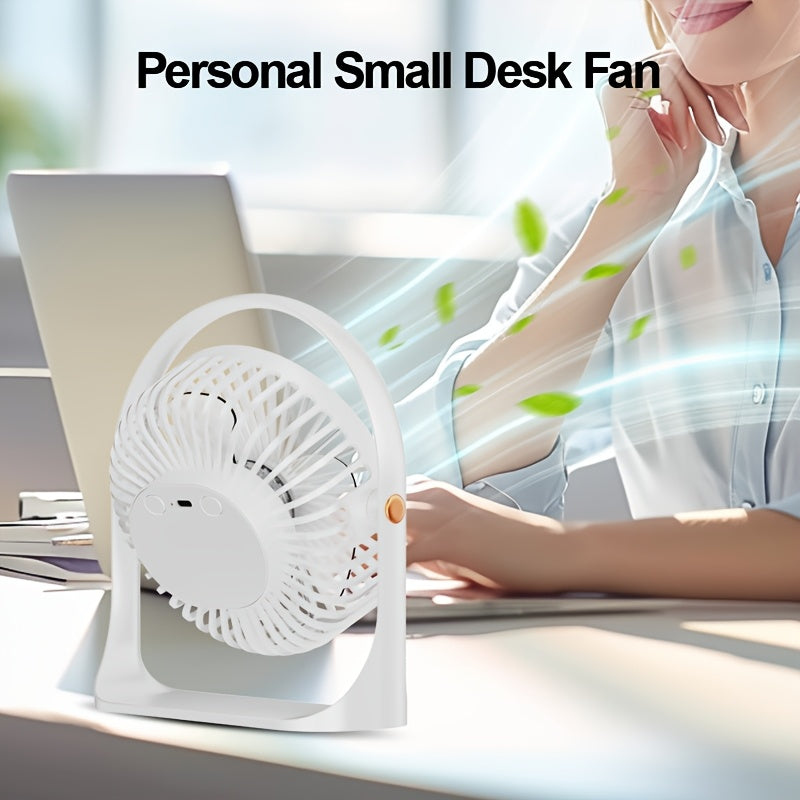 Portable USB Rechargeable Fan 1200mAh Battery 5-Speed Table Fan for Home Office Outdoor