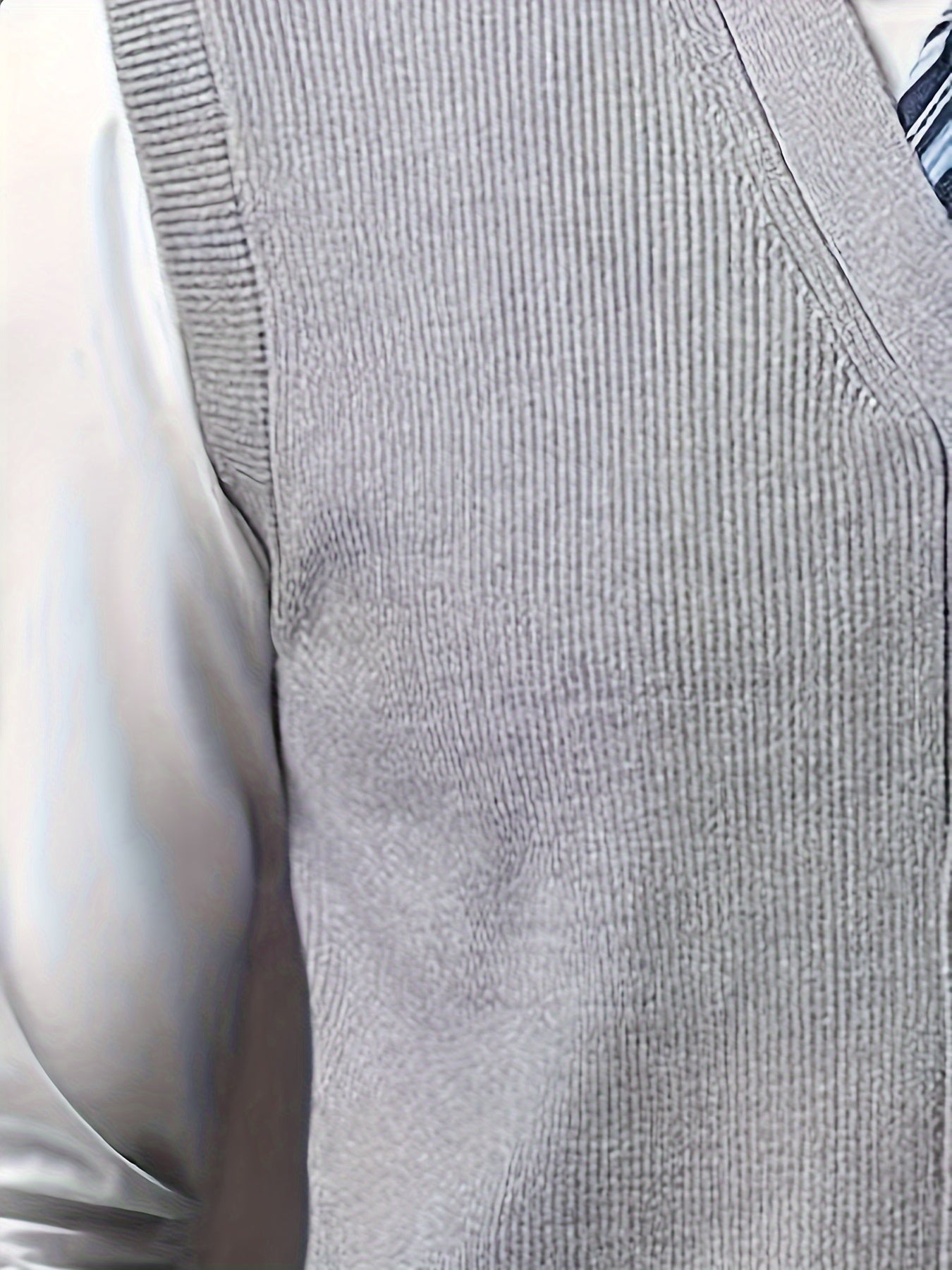 Men's Solid Color V-Neck Knitted Vest for Autumn Winter Wool Nylon Layering
