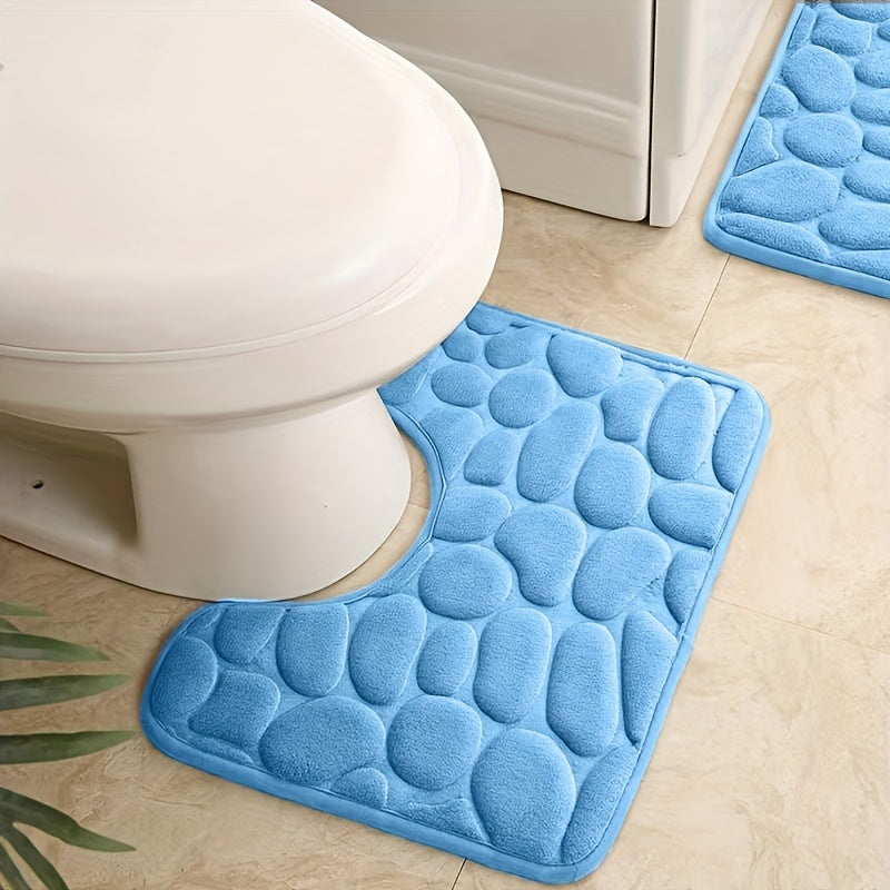 U-Shaped Foam Bath Rug Non-Slip Absorbent Washable Bathroom Decor