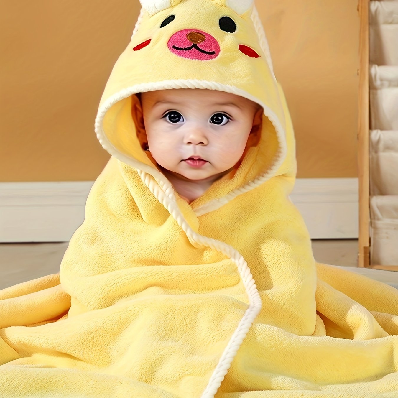 Baby Hooded Bathrobe for Babies with Animal Pattern, Absorbent, Soft, for Swimming and Bathing