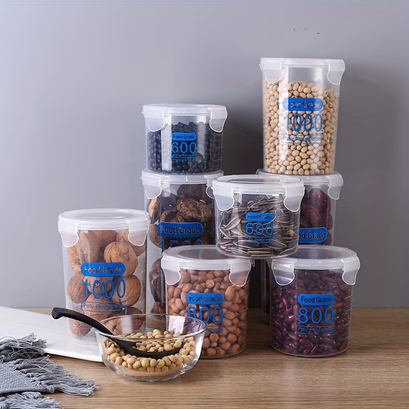 Set of 4 Clear Plastic Airtight Food Storage Containers with Lids for Cereal Rice Pasta Flour Sugar